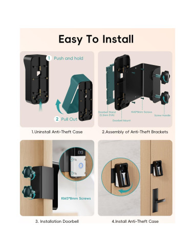 Soporte Anti-Robo ZUMIMALL para Timbre de Video Sin Taladro