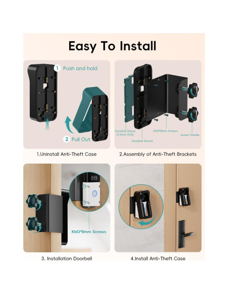 Soporte Anti-Robo ZUMIMALL para Timbre de Video Sin Taladro