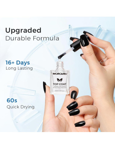 Capa Superior Esmalte de Uñas Morovan Transparente Secado Rápido