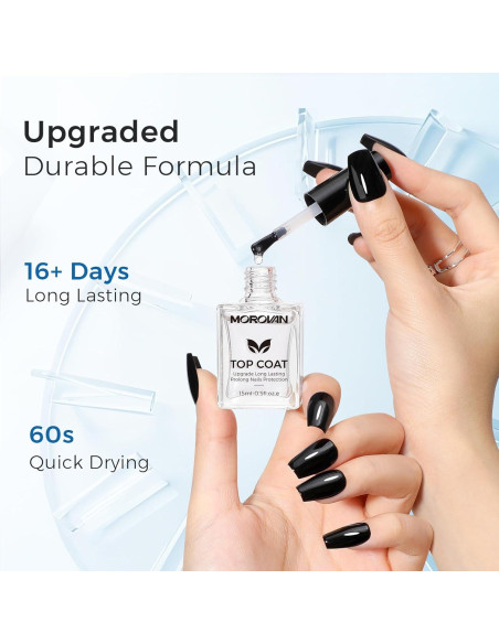 Capa Superior Esmalte de Uñas Morovan Transparente Secado Rápido