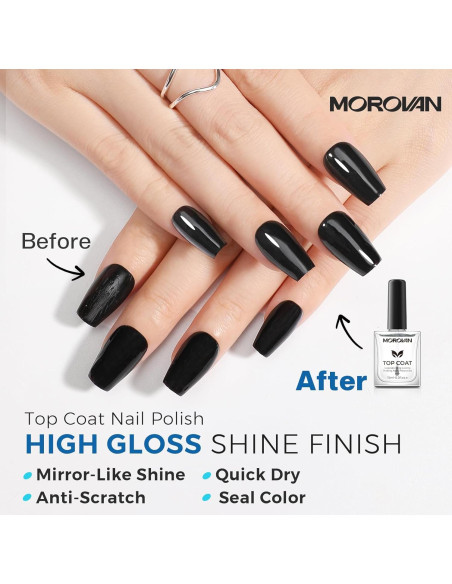 Capa Superior Esmalte de Uñas Morovan Transparente Secado Rápido