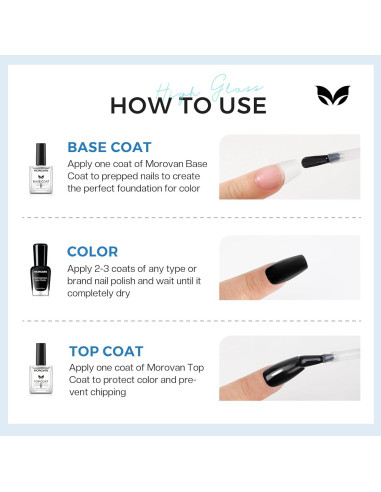 Capa Superior Esmalte de Uñas Morovan Transparente Secado Rápido