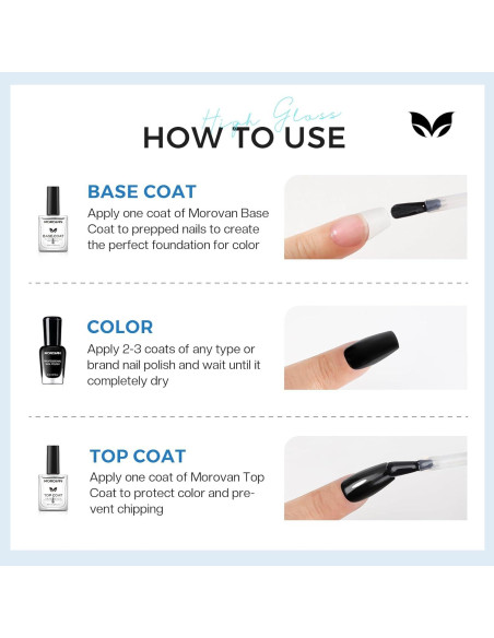 Capa Superior Esmalte de Uñas Morovan Transparente Secado Rápido