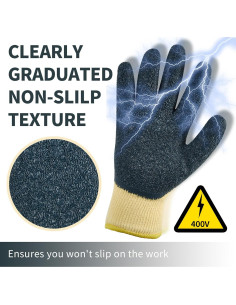 Guantes Aislantes de Electricista 400V con Textura Antideslizante 2