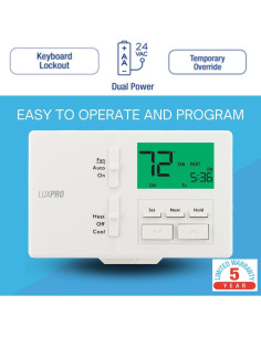 Termostato Programable LUX P711 para Aire Acondicionado y Calefacción 2