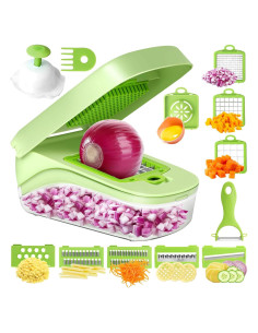 Picador de Verduras 17 en 1 HHXC - Mandolina Profesional Verde