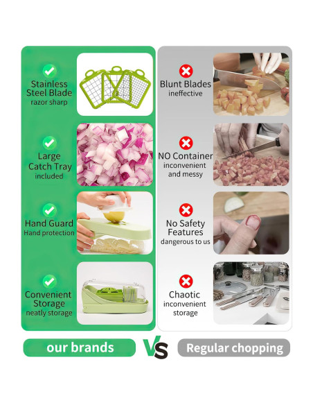 Picador de Verduras 17 en 1 HHXC - Mandolina Profesional Verde