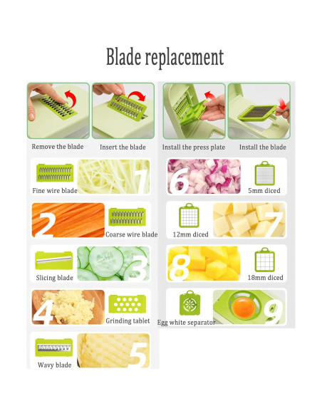 Picador de Verduras 17 en 1 HHXC - Mandolina Profesional Verde