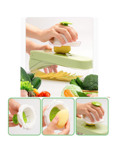 Picador de Verduras 17 en 1 HHXC - Mandolina Profesional Verde