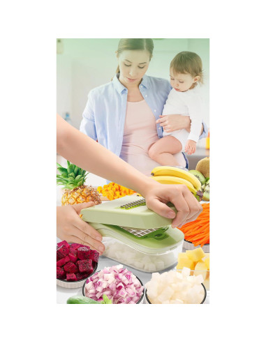 Picador de Verduras 17 en 1 HHXC - Mandolina Profesional Verde