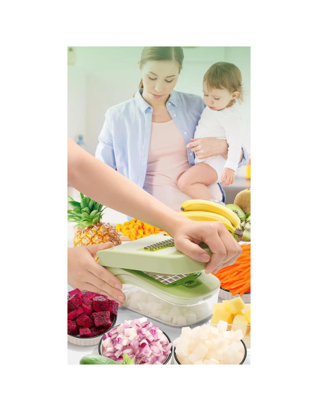 Picador de Verduras 17 en 1 HHXC - Mandolina Profesional Verde