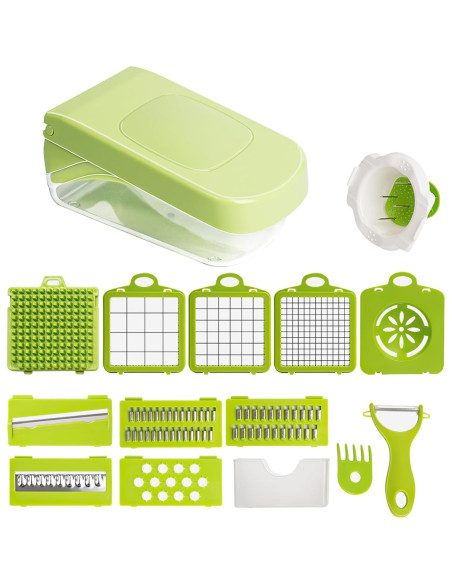Picador de Verduras 17 en 1 HHXC - Mandolina Profesional Verde