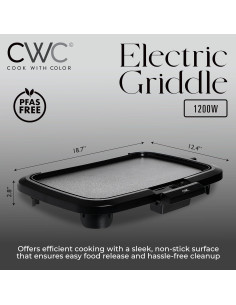 Plancha Eléctrica COOK WITH COLOR 1200W Superficie Antiadherente 2