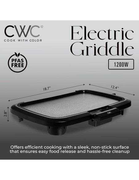 Plancha Eléctrica COOK WITH COLOR 1200W Superficie Antiadherente