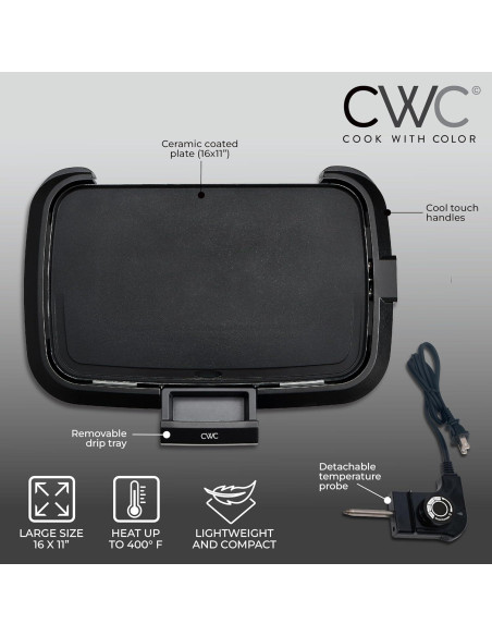 Plancha Eléctrica COOK WITH COLOR 1200W Superficie Antiadherente
