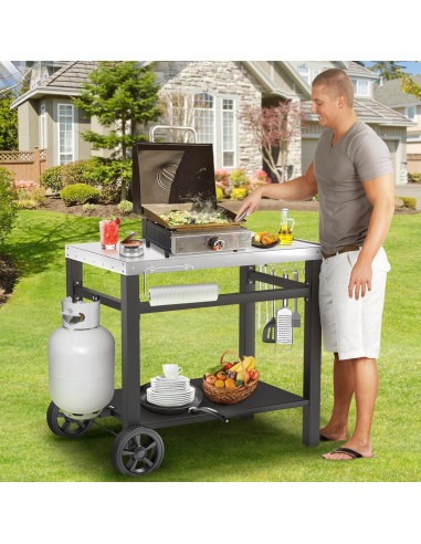 Mesa de Parrilla Doble Estante GRILL FORCE 85.1x53.8 cm