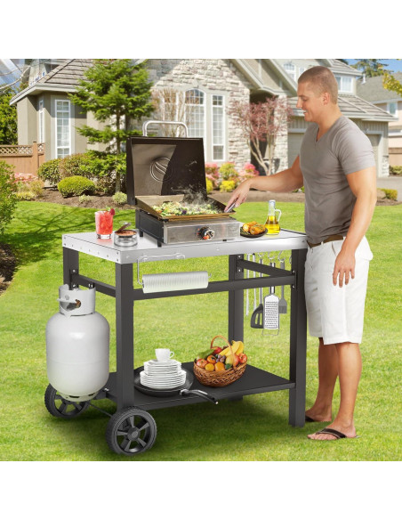 Mesa de Parrilla Doble Estante GRILL FORCE 85.1x53.8 cm