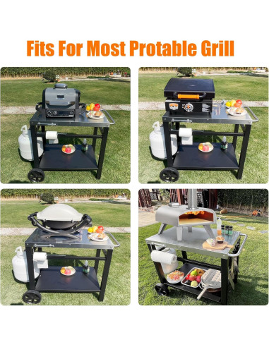 Mesa de Parrilla Doble Estante GRILL FORCE 85.1x53.8 cm