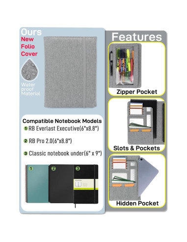 Cubierta de Planificador Kaitiaki A5 Gris Resistente al Agua