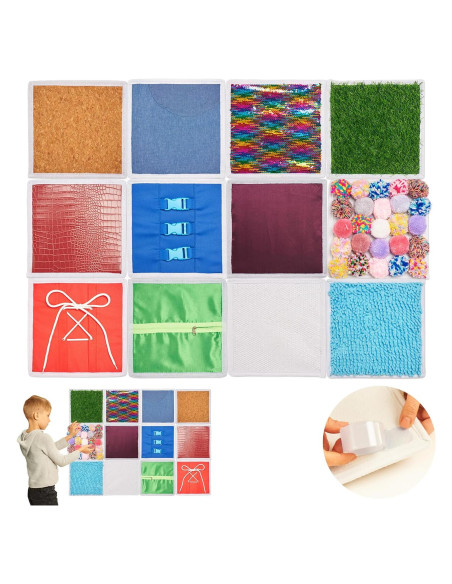 Panel Sensorial para Niños Odoxia | 12 Piezas Táctiles 25cm Panel Sensorial para Niños Odoxia | 12 Piezas Táctiles 25cm