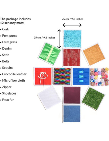 Panel Sensorial para Niños Odoxia | 12 Piezas Táctiles 25cm