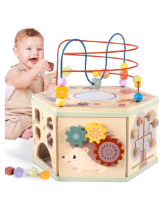 Cubo de Actividad 7-en-1 aiwo de Madera para Niños 1-3 Años