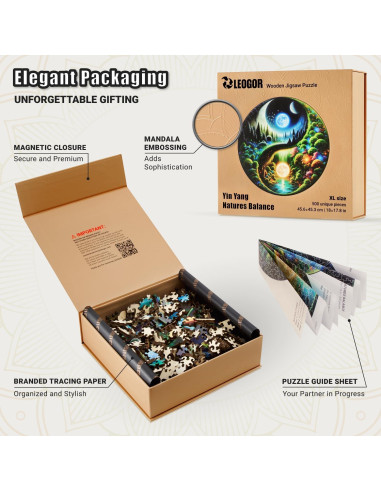 Rompecabezas de Madera LEOGOR XL 500 Piezas Yin Yang 45.7 cm