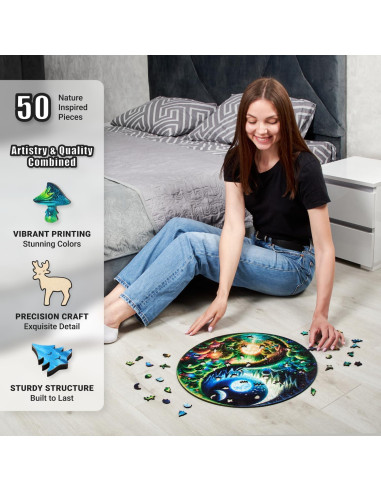Rompecabezas de Madera LEOGOR XL 500 Piezas Yin Yang 45.7 cm