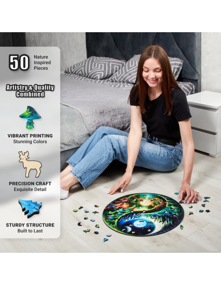 Rompecabezas de Madera LEOGOR XL 500 Piezas Yin Yang 45.7 cm