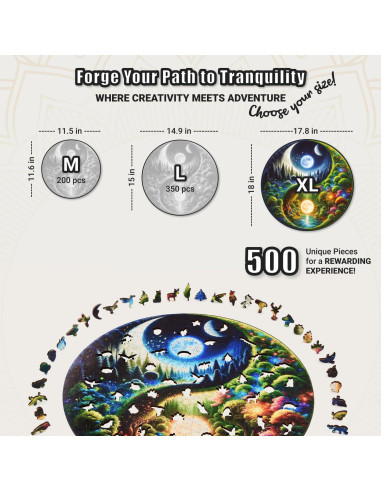 Rompecabezas de Madera LEOGOR XL 500 Piezas Yin Yang 45.7 cm