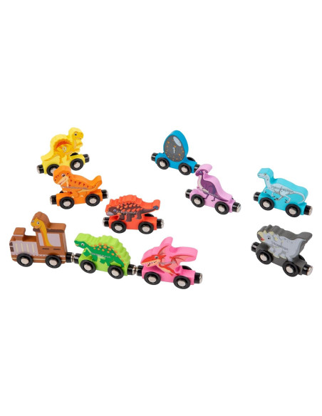 Juego de Tren Magnético de Dinosaurios de Madera - 20x11x4.5 cm