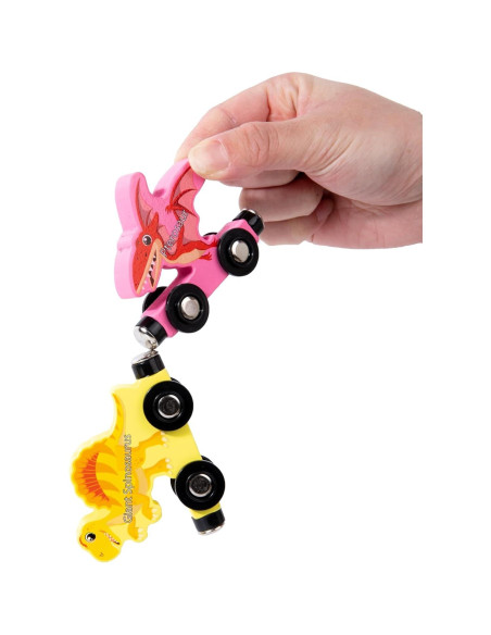 Juego de Tren Magnético de Dinosaurios de Madera - 20x11x4.5 cm