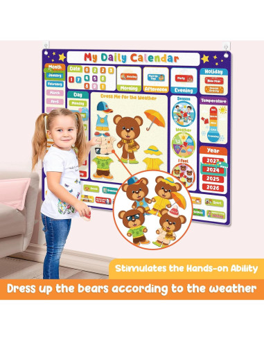 Calendario Diario de Fieltro AKAYOK para Niños 63.5x83.8cm