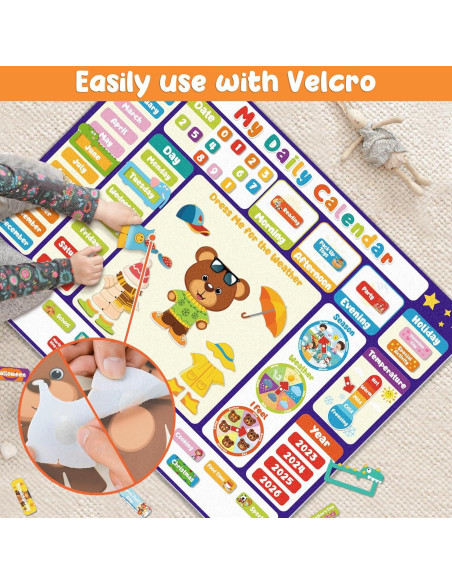 Calendario Diario de Fieltro AKAYOK para Niños 63.5x83.8cm Calendario Diario de Fieltro AKAYOK para Niños 63.5x83.8cm