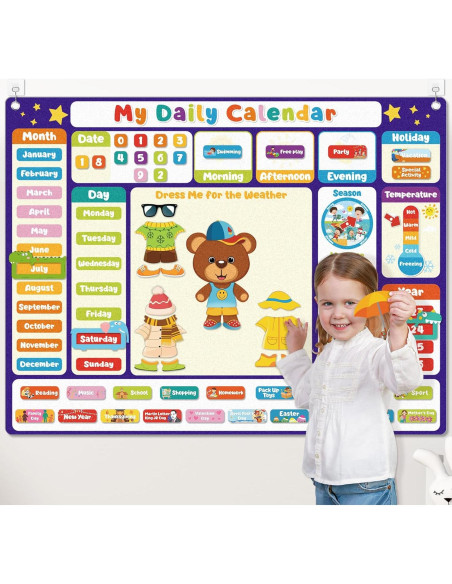 Calendario Diario de Fieltro AKAYOK para Niños 63.5x83.8cm Calendario Diario de Fieltro AKAYOK para Niños 63.5x83.8cm