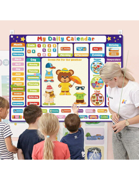 Calendario Diario de Fieltro AKAYOK para Niños 63.5x83.8cm Calendario Diario de Fieltro AKAYOK para Niños 63.5x83.8cm