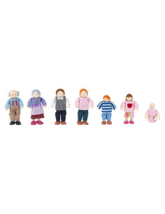 Familia de Muñecas de Madera KidKraft 7 Piezas 12 cm