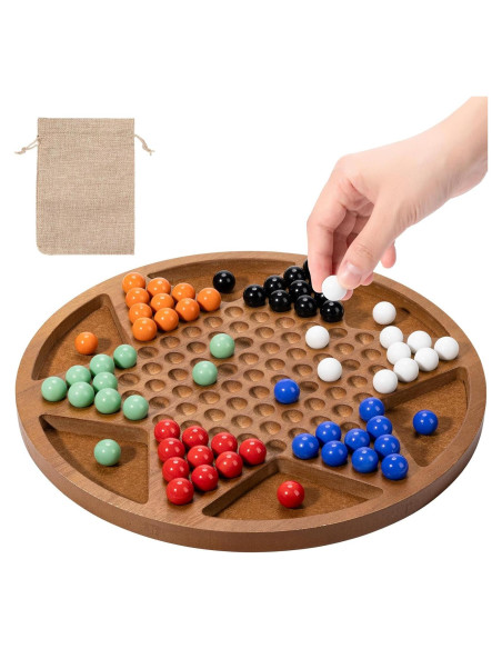 Juego de Damas Chinas Madera 30 cm MNYUN con 60 Canicas Juego de Damas Chinas Madera 30 cm MNYUN con 60 Canicas