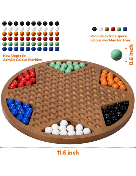 Juego de Damas Chinas Madera 30 cm MNYUN con 60 Canicas Juego de Damas Chinas Madera 30 cm MNYUN con 60 Canicas