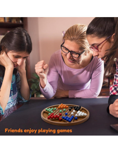 Juego de Damas Chinas Madera 30 cm MNYUN con 60 Canicas