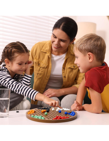 Juego de Damas Chinas Madera 30 cm MNYUN con 60 Canicas