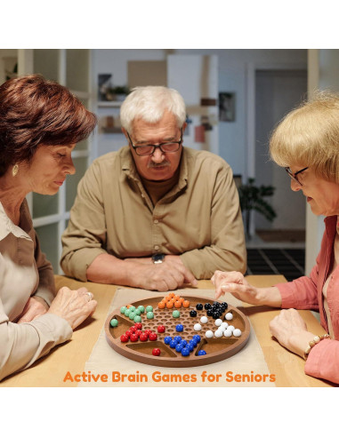 Juego de Damas Chinas Madera 30 cm MNYUN con 60 Canicas