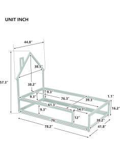 Cama de Piso Twin A ALFRESCOOL Madera Pino Verde Menta 2