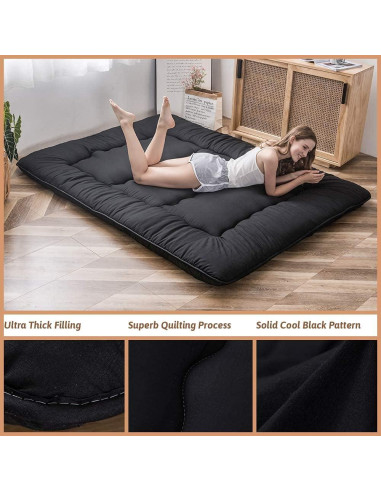 Colchón Futón Japonés MAXYOYO Reina 10 cm Negro Plegable