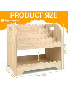 Estantería de Madera para Niños Stuffygreenus 42x30x39 cm 2
