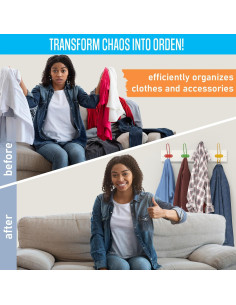 Perchero de Pared para Niños Tibres - 4 Ganchos Coloridos de Madera 2