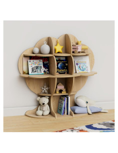 Estantería de Madera Natural HedoAjim para Niños 4 Niveles