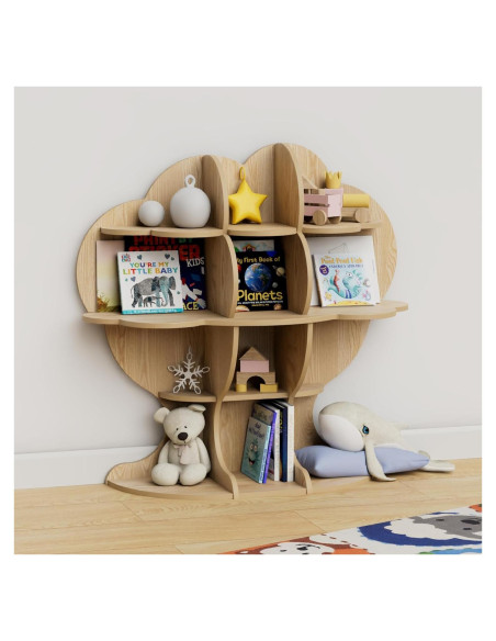 Estantería de Madera Natural HedoAjim para Niños 4 Niveles