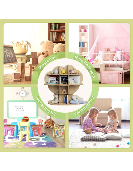 Estantería de Madera Natural HedoAjim para Niños 4 Niveles