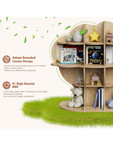 Estantería de Madera Natural HedoAjim para Niños 4 Niveles